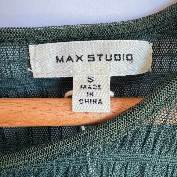 MAX STUDIO Mesh Lace Top In Forrest Green Womens Sz Small Garden Fairy Witchy - Picture 3 of 14